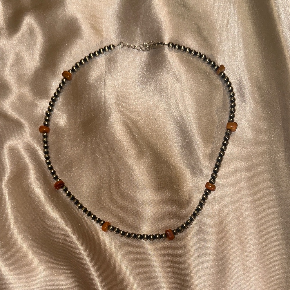 Orange Spiny Navajo Pearl Necklace